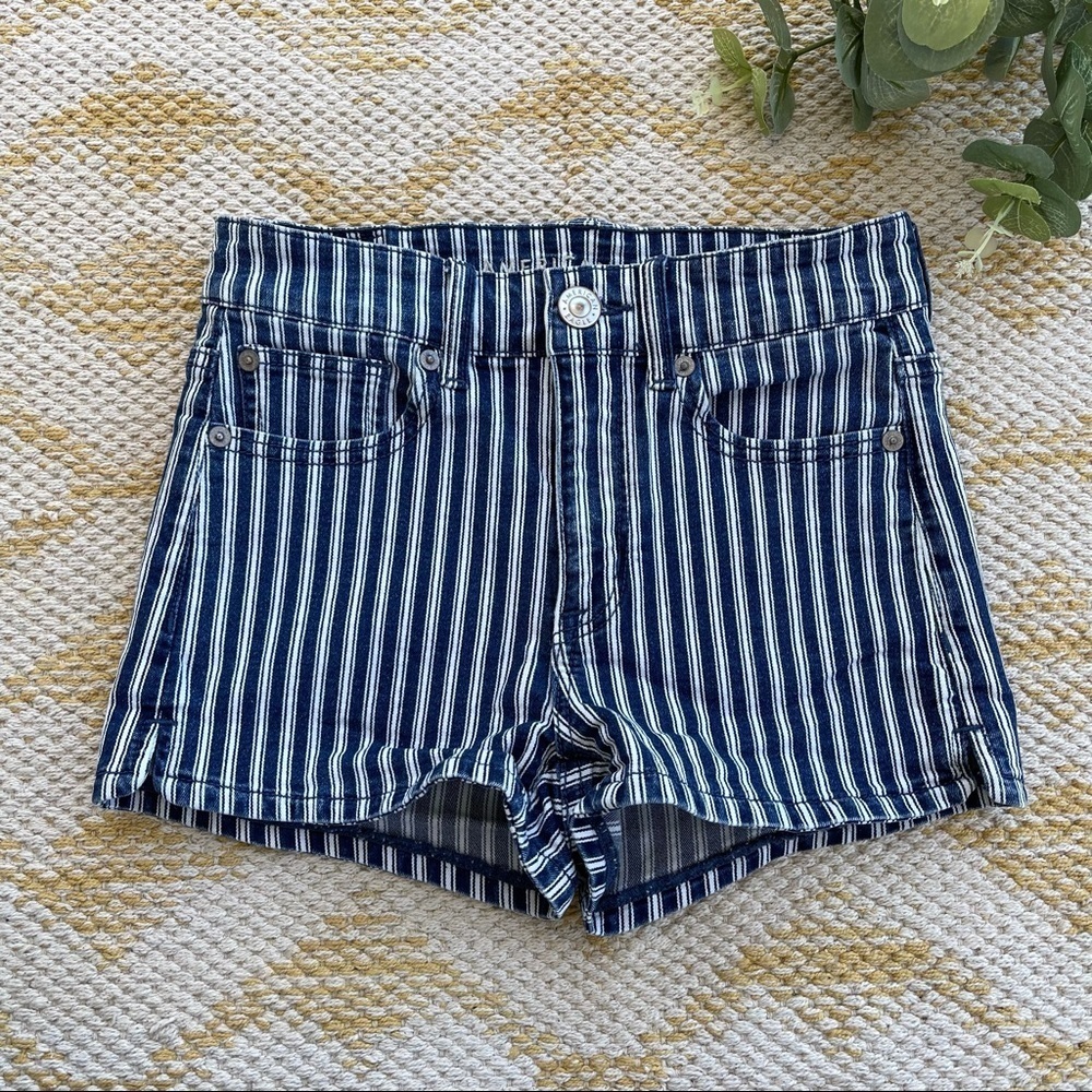 American Eagle stripe hi rise shortie shorts